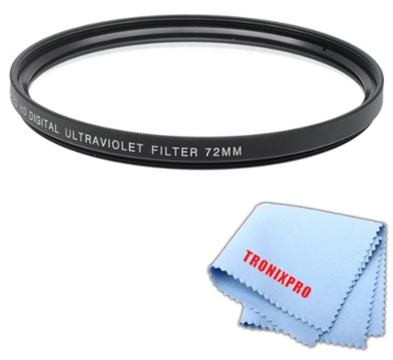 Tronixpro 72mm Pro Series High Resolution Digital Ultraviolet UV Protection Filter + Tronixpro Microfiber Cloth - Image 1